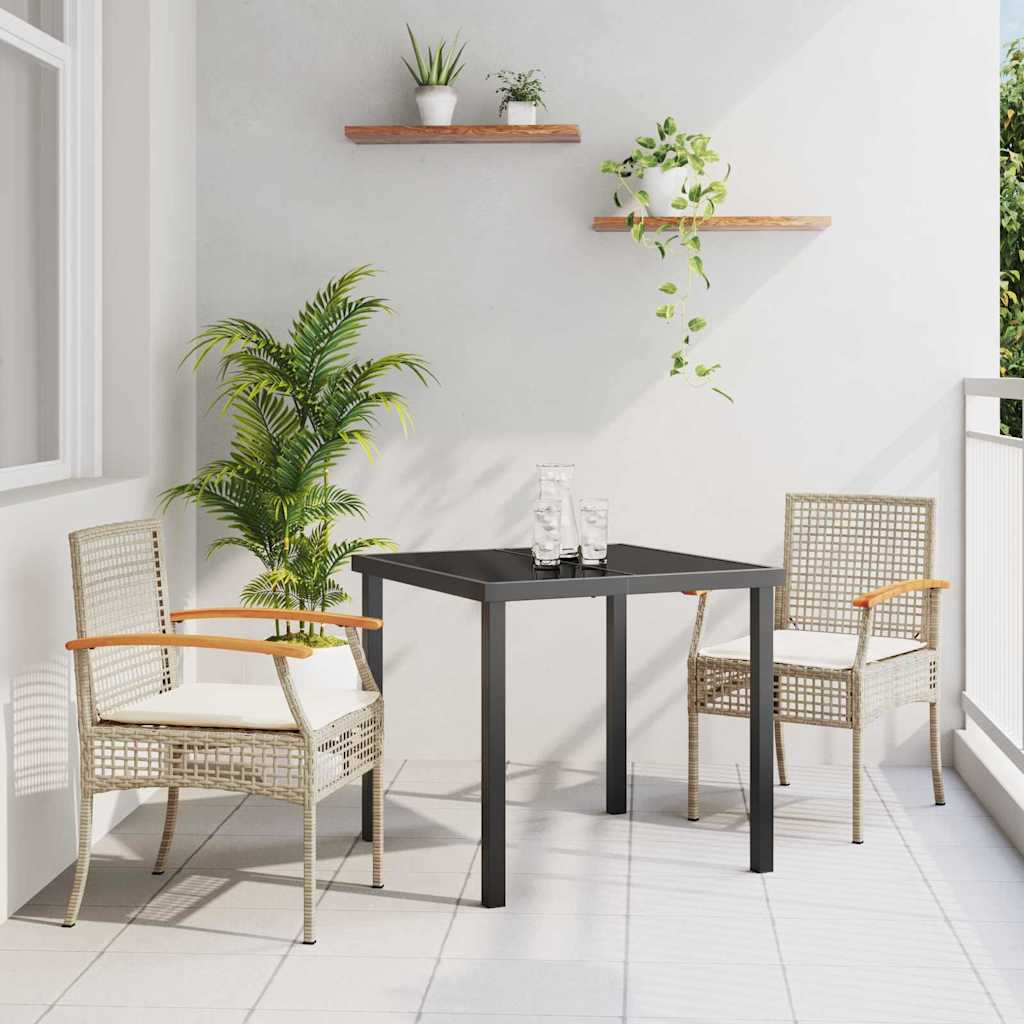 vidaXL Zestaw do jadalni w ogrodzie 3 pcs Beżowy i czarny rattan