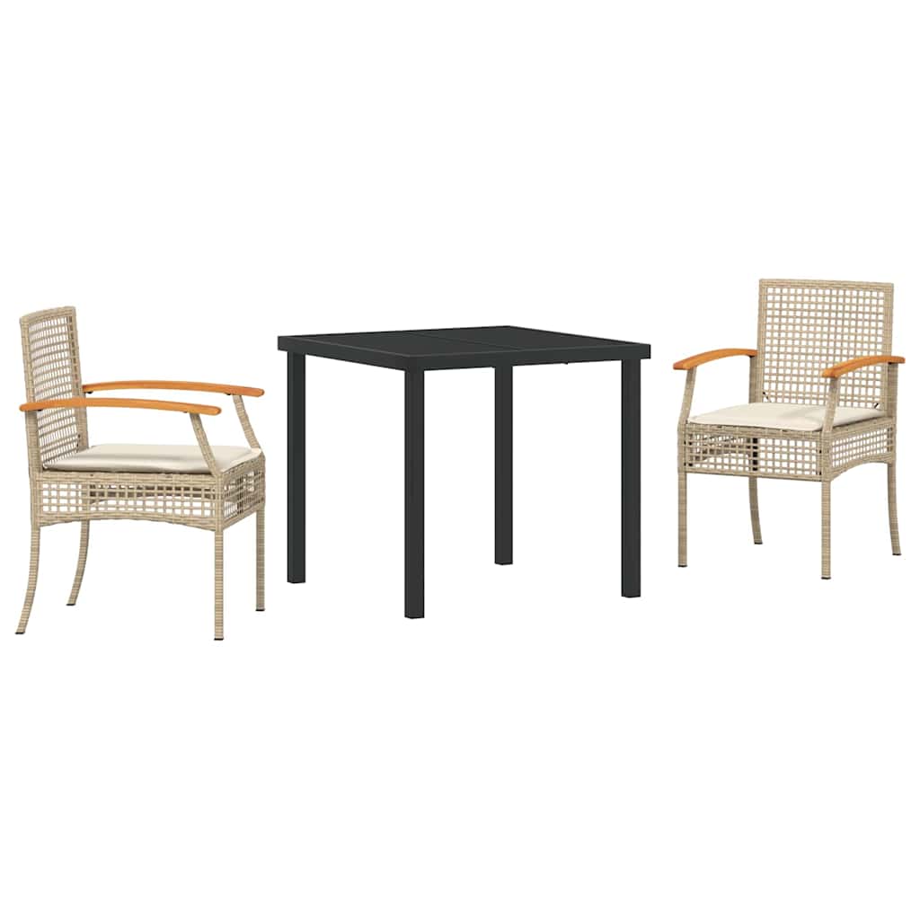 vidaXL Zestaw do jadalni w ogrodzie 3 pcs Beżowy i czarny rattan