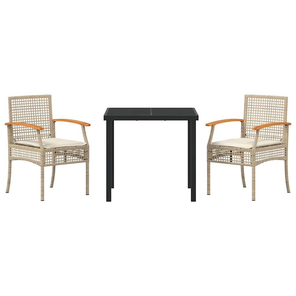 vidaXL Zestaw do jadalni w ogrodzie 3 pcs Beżowy i czarny rattan