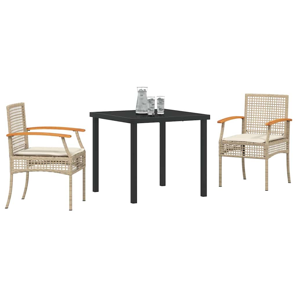 vidaXL Zestaw do jadalni w ogrodzie 3 pcs Beżowy i czarny rattan