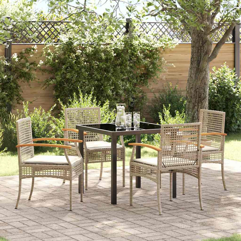 vidaXL Zestaw do jadalni w ogrodzie 5 pcs Beżowy i czarny rattan