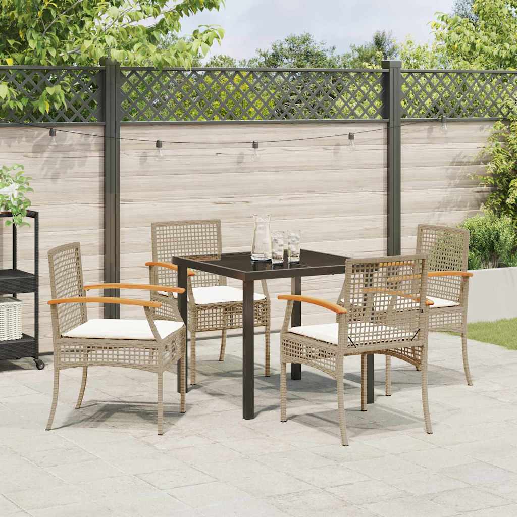 vidaXL Zestaw do jadalni w ogrodzie 5 pcs Beżowy i czarny rattan