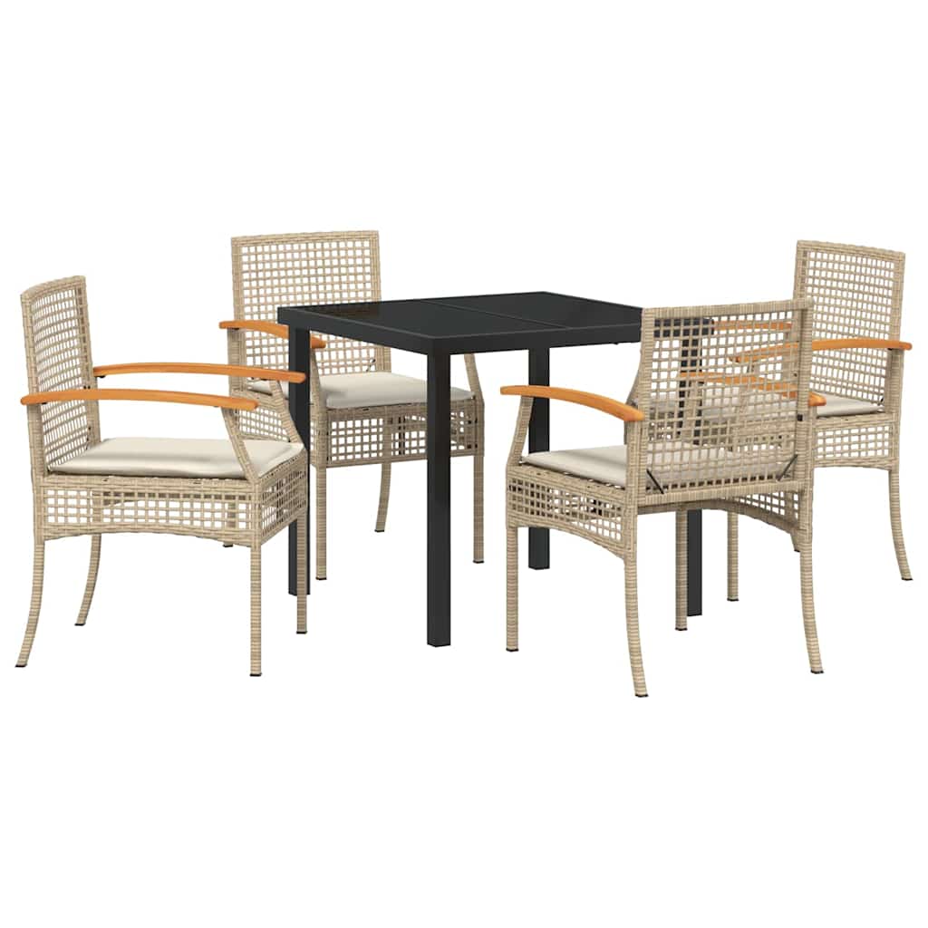 vidaXL Zestaw do jadalni w ogrodzie 5 pcs Beżowy i czarny rattan