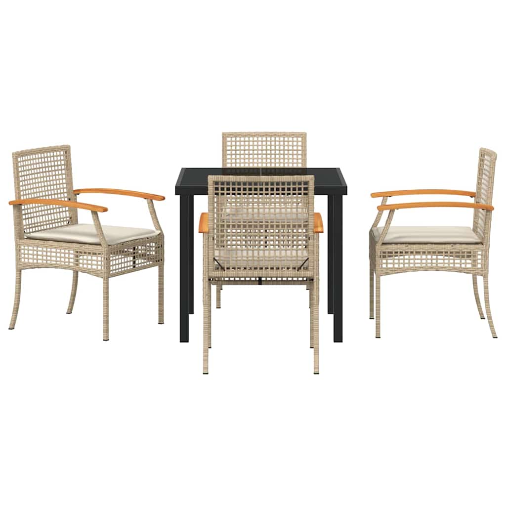 vidaXL Zestaw do jadalni w ogrodzie 5 pcs Beżowy i czarny rattan