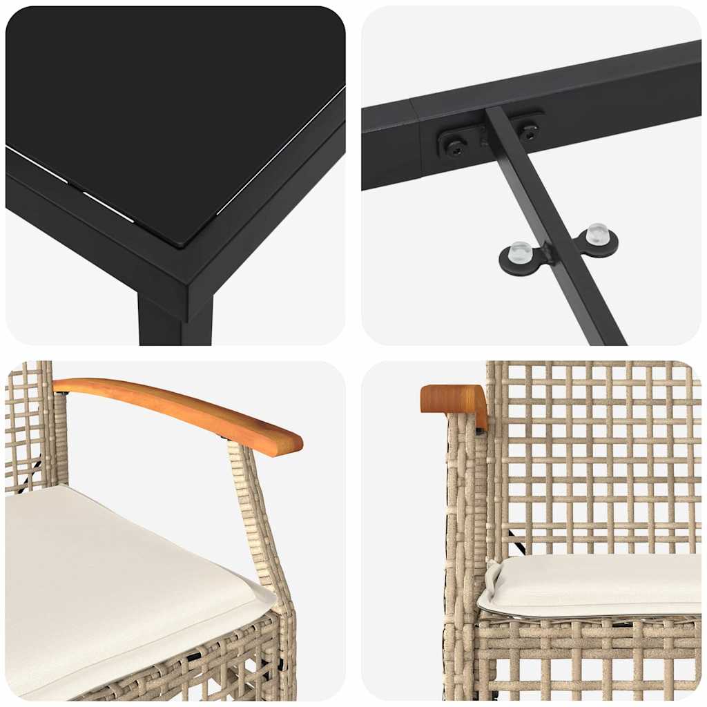 vidaXL Zestaw do jadalni w ogrodzie 5 pcs Beżowy i czarny rattan