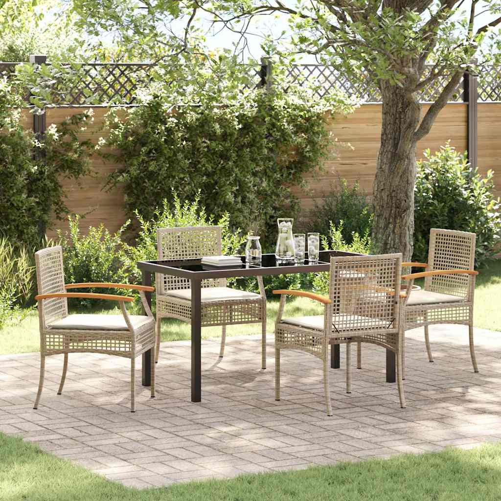 vidaXL Zestaw do jadalni w ogrodzie 5 pcs Beżowy i czarny rattan