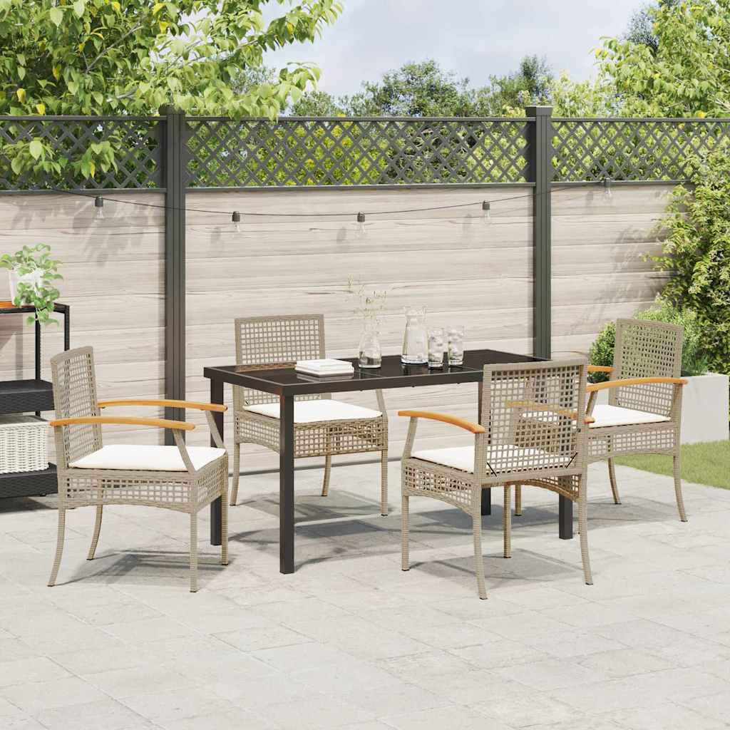 vidaXL Zestaw do jadalni w ogrodzie 5 pcs Beżowy i czarny rattan