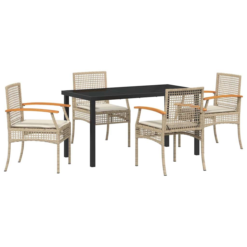 vidaXL Zestaw do jadalni w ogrodzie 5 pcs Beżowy i czarny rattan