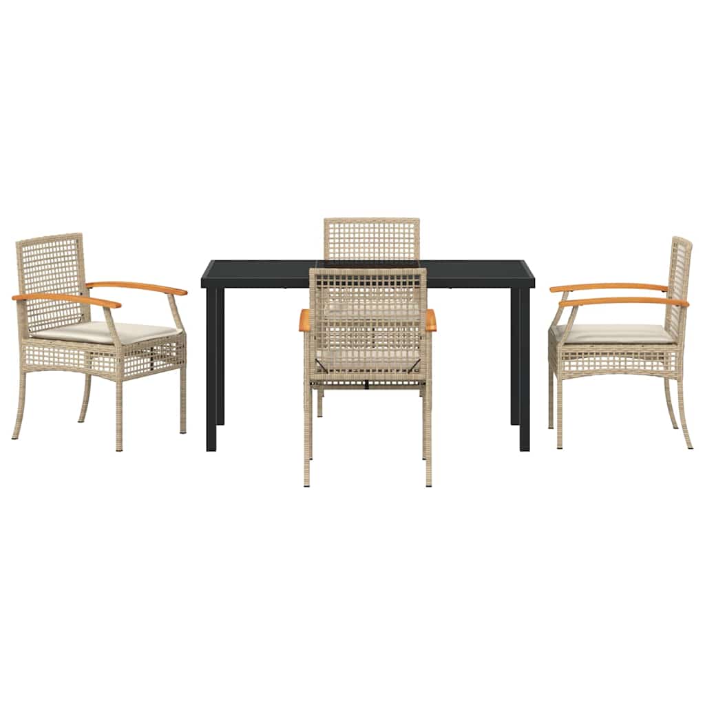 vidaXL Zestaw do jadalni w ogrodzie 5 pcs Beżowy i czarny rattan