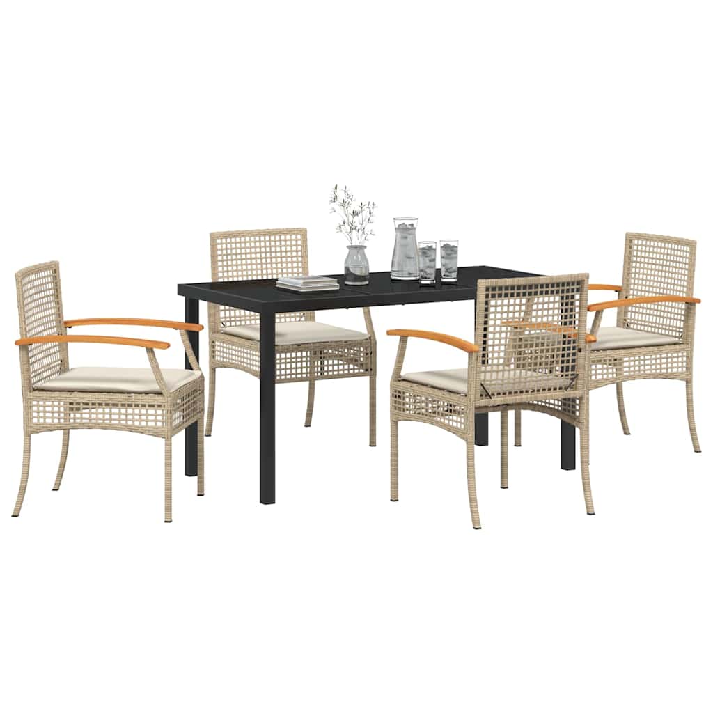 vidaXL Zestaw do jadalni w ogrodzie 5 pcs Beżowy i czarny rattan