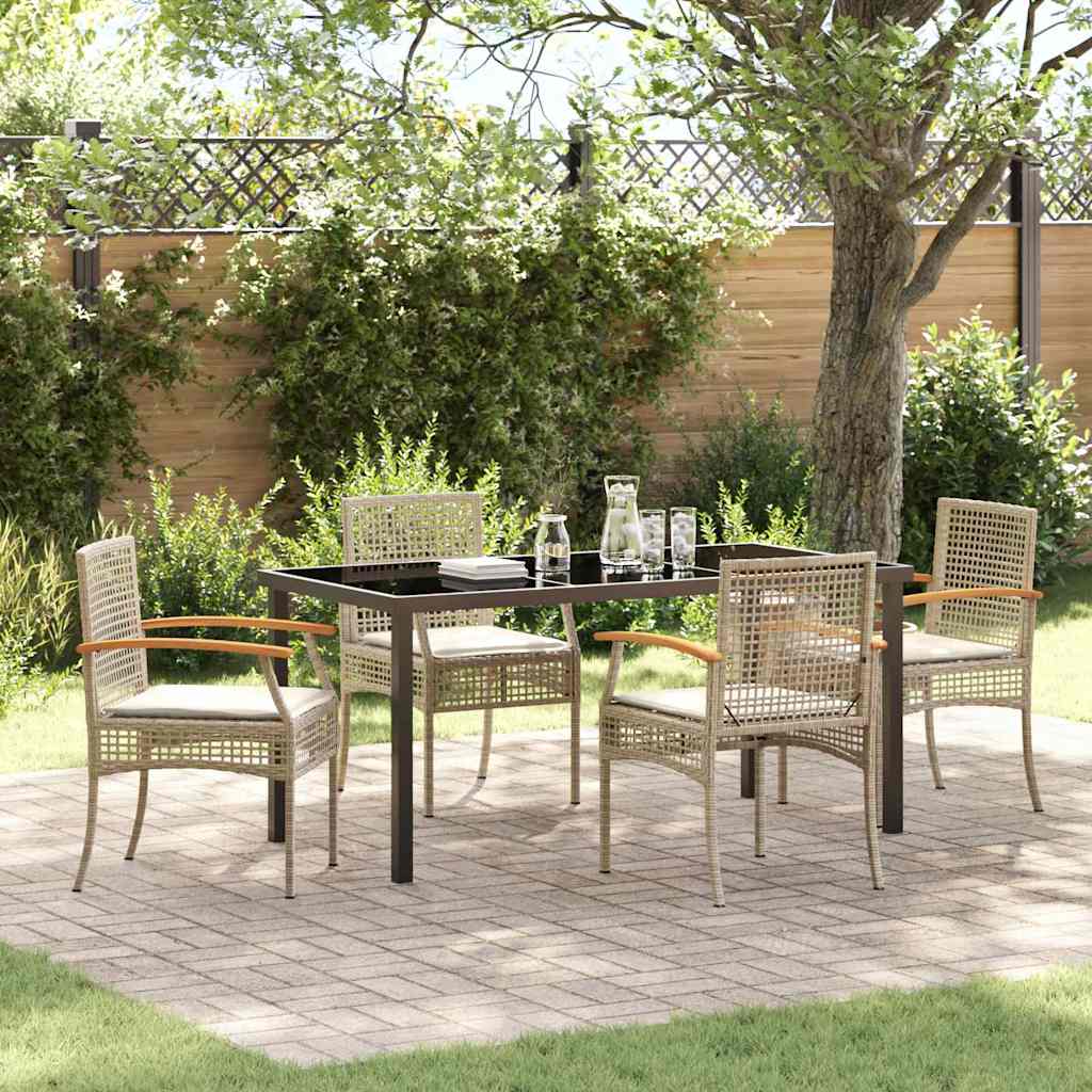 vidaXL Zestaw do jadalni w ogrodzie 5 pcs Beżowy i czarny rattan