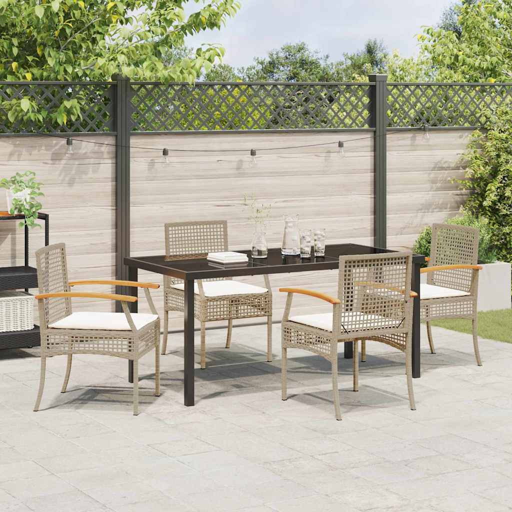 vidaXL Zestaw do jadalni w ogrodzie 5 pcs Beżowy i czarny rattan