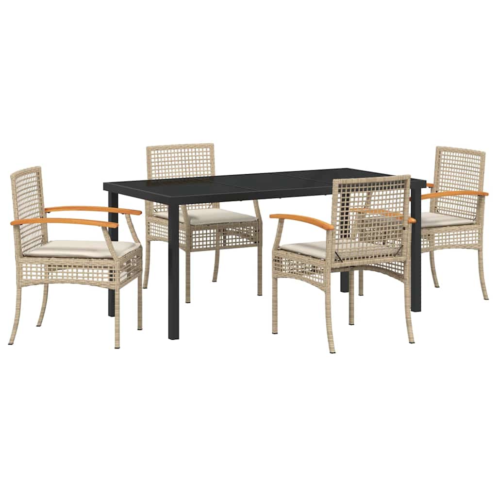 vidaXL Zestaw do jadalni w ogrodzie 5 pcs Beżowy i czarny rattan
