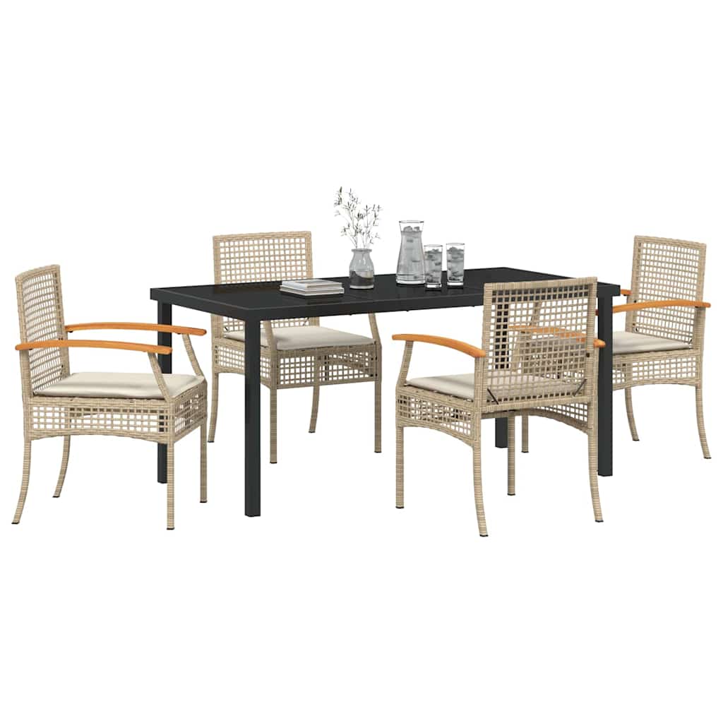 vidaXL Zestaw do jadalni w ogrodzie 5 pcs Beżowy i czarny rattan