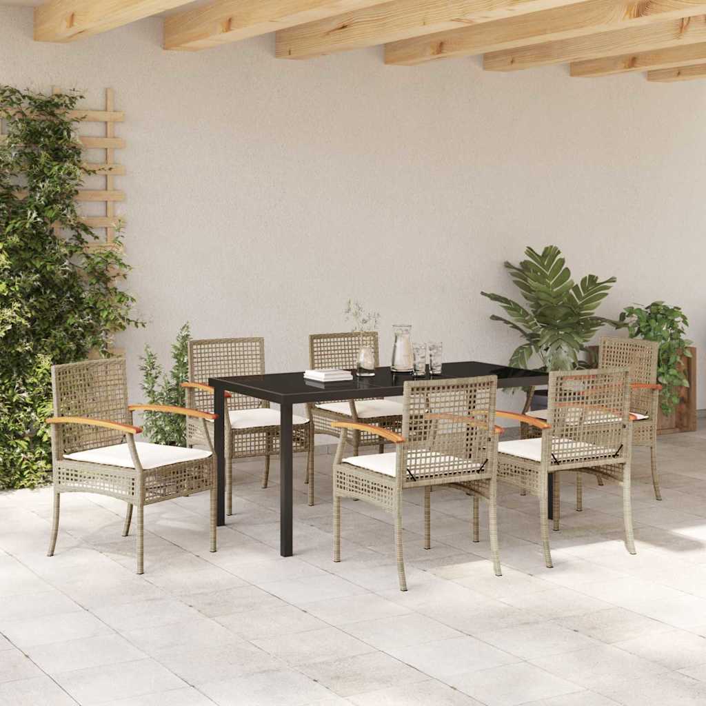 vidaXL Zestaw do jadalni w ogrodzie 7 pcs Beżowy i czarny rattan