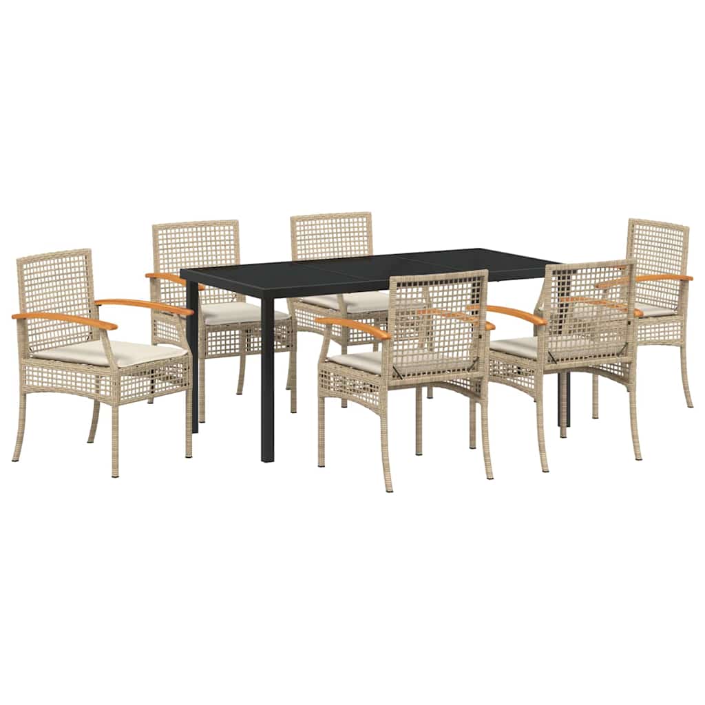 vidaXL Zestaw do jadalni w ogrodzie 7 pcs Beżowy i czarny rattan