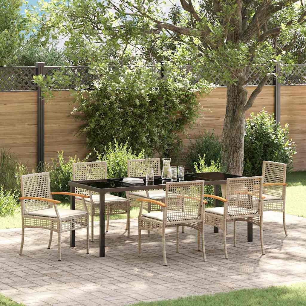 vidaXL Zestaw do jadalni w ogrodzie 7 pcs Beżowy i czarny rattan