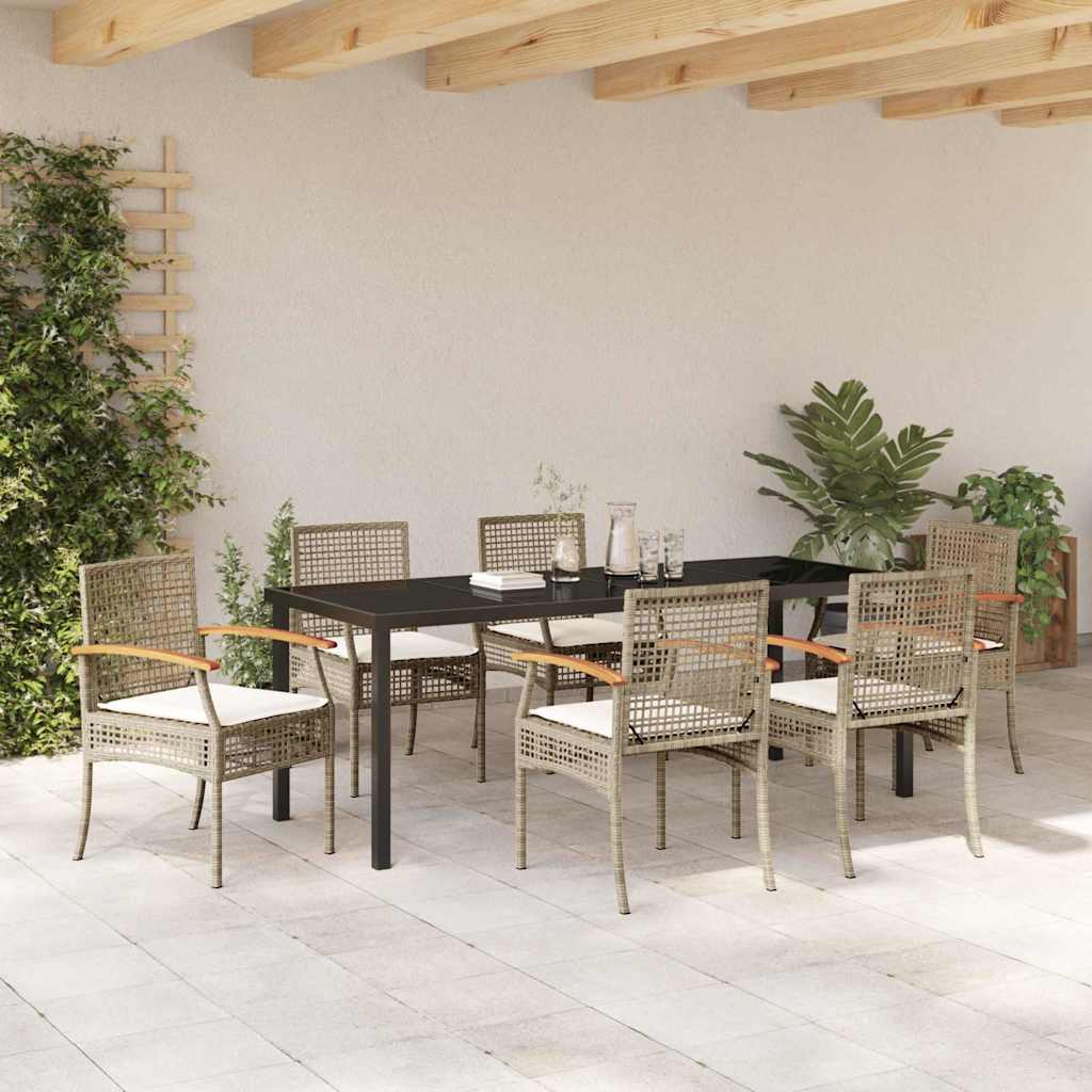 vidaXL Zestaw do jadalni w ogrodzie 7 pcs Beżowy i czarny rattan