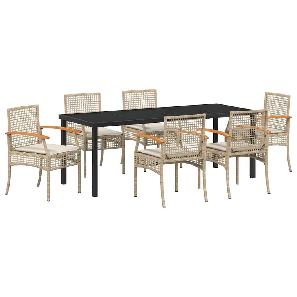 vidaXL Zestaw do jadalni w ogrodzie 7 pcs Beżowy i czarny rattan