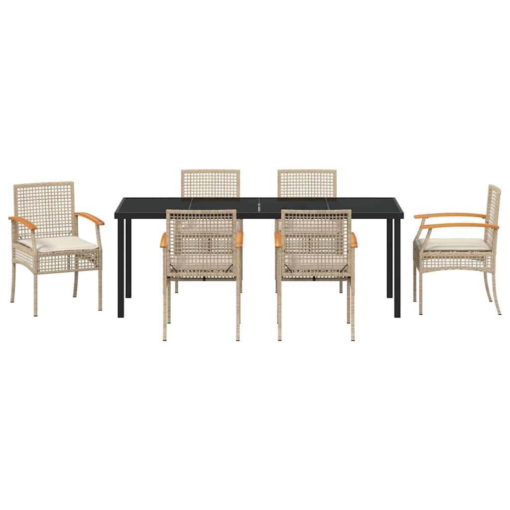 vidaXL Zestaw do jadalni w ogrodzie 7 pcs Beżowy i czarny rattan