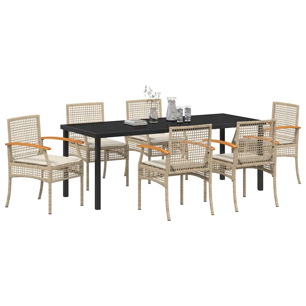 vidaXL Zestaw do jadalni w ogrodzie 7 pcs Beżowy i czarny rattan