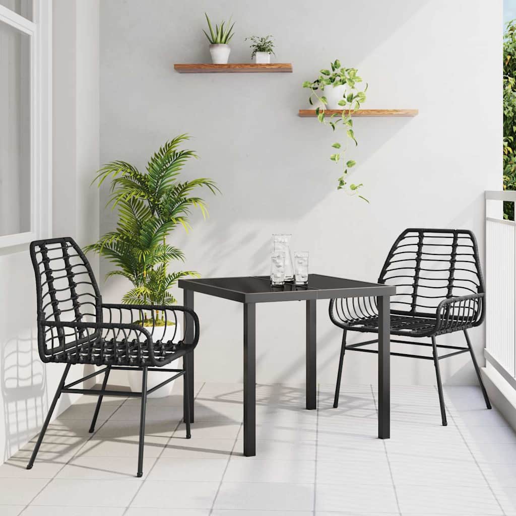 vidaXL Zestaw do jadalni w ogrodzie 3 pcs Czarny polirattan