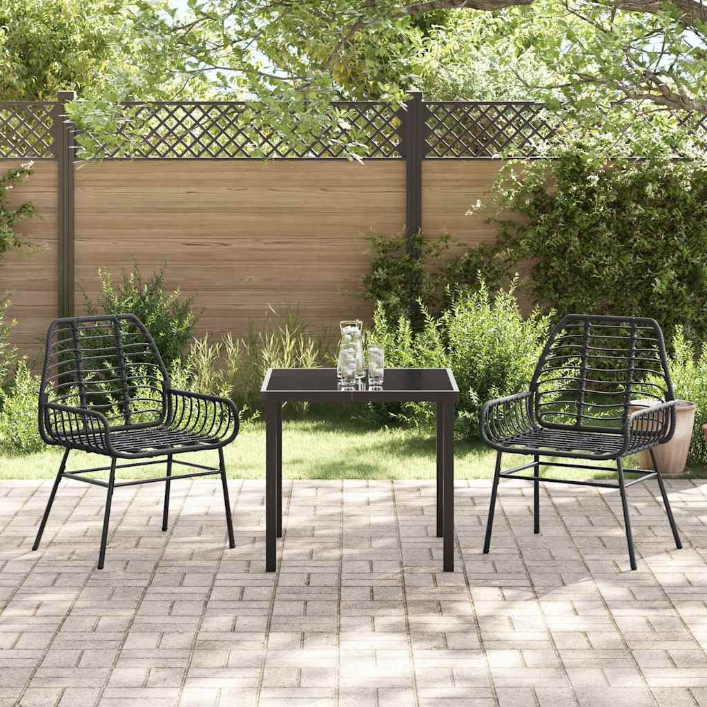 vidaXL Zestaw do jadalni w ogrodzie 3 pcs Czarny polirattan