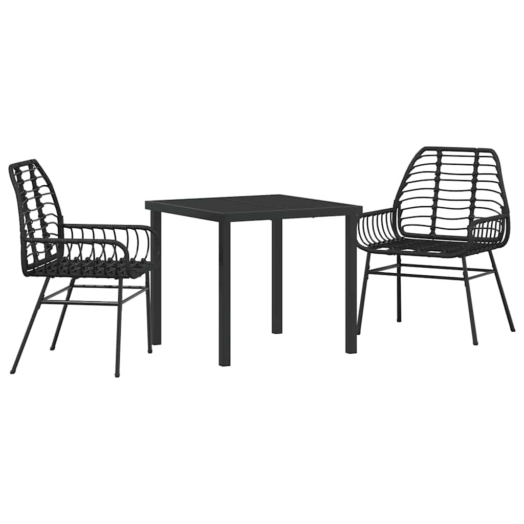 vidaXL Zestaw do jadalni w ogrodzie 3 pcs Czarny polirattan