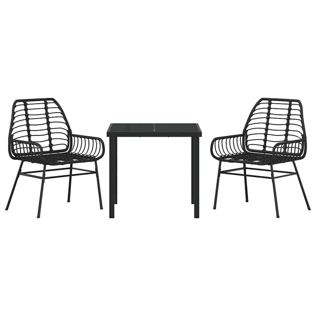 vidaXL Zestaw do jadalni w ogrodzie 3 pcs Czarny polirattan
