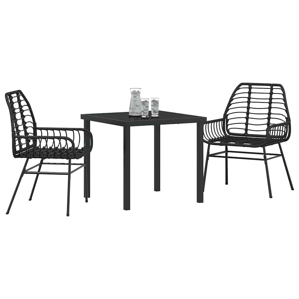 vidaXL Zestaw do jadalni w ogrodzie 3 pcs Czarny polirattan