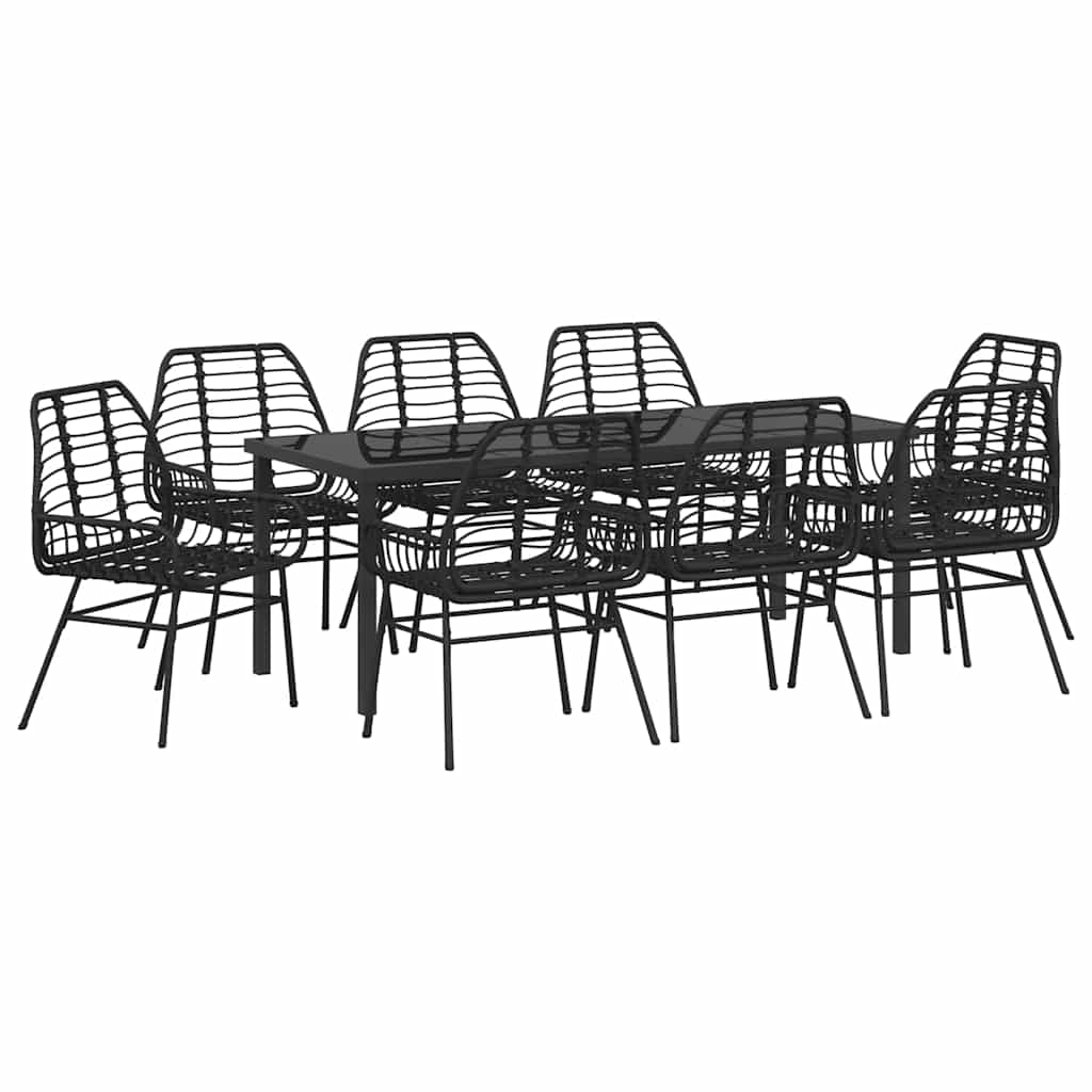 vidaXL Zestaw do jadalni w ogrodzie 9 pcs Czarny polirattan