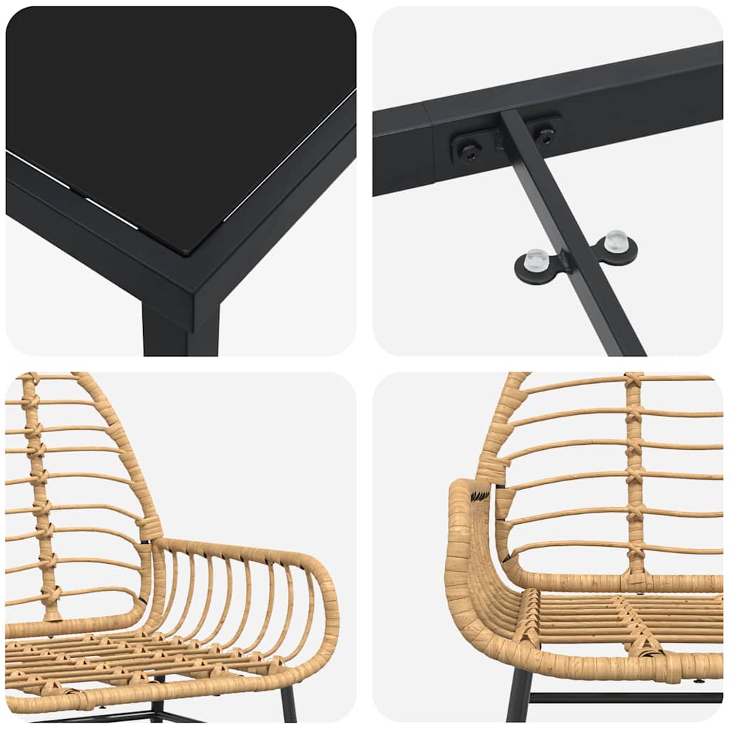 vidaXL Zestaw do jadalni w ogrodzie 7 pcs Brązowy polirattan