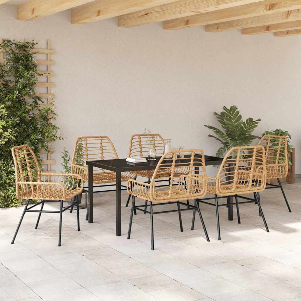 vidaXL Zestaw do jadalni w ogrodzie 7 pcs Brązowy polirattan