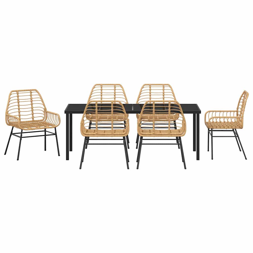 vidaXL Zestaw do jadalni w ogrodzie 7 pcs Brązowy polirattan