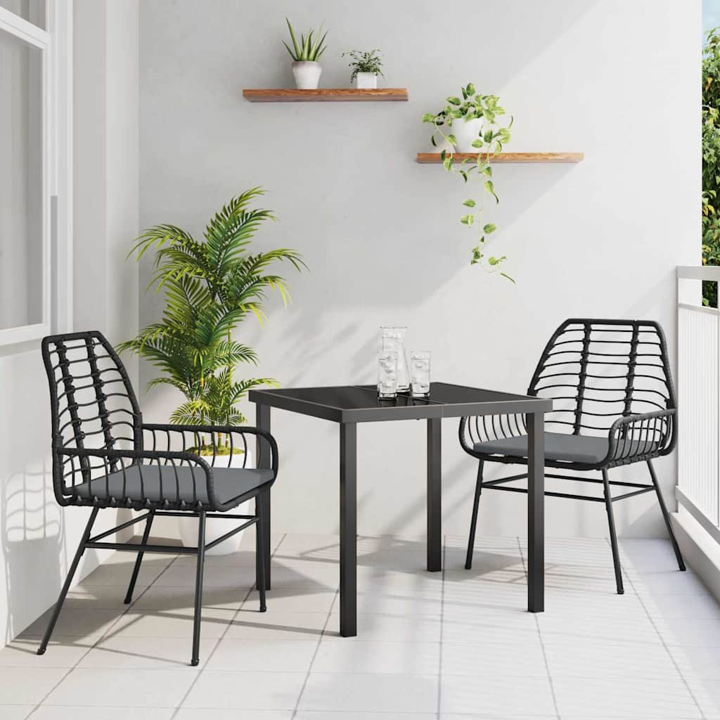 vidaXL Zestaw do jadalni w ogrodzie 3 pcs Czarny polirattan