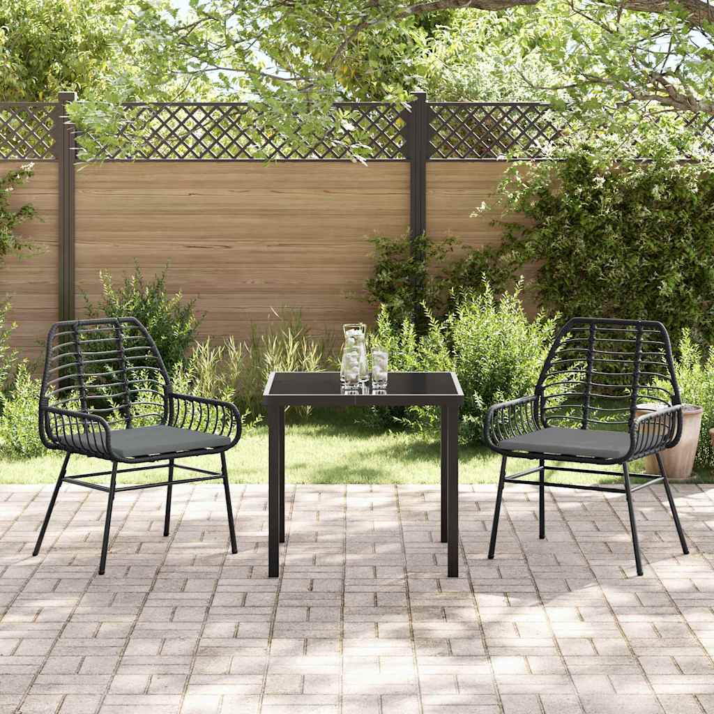 vidaXL Zestaw do jadalni w ogrodzie 3 pcs Czarny polirattan