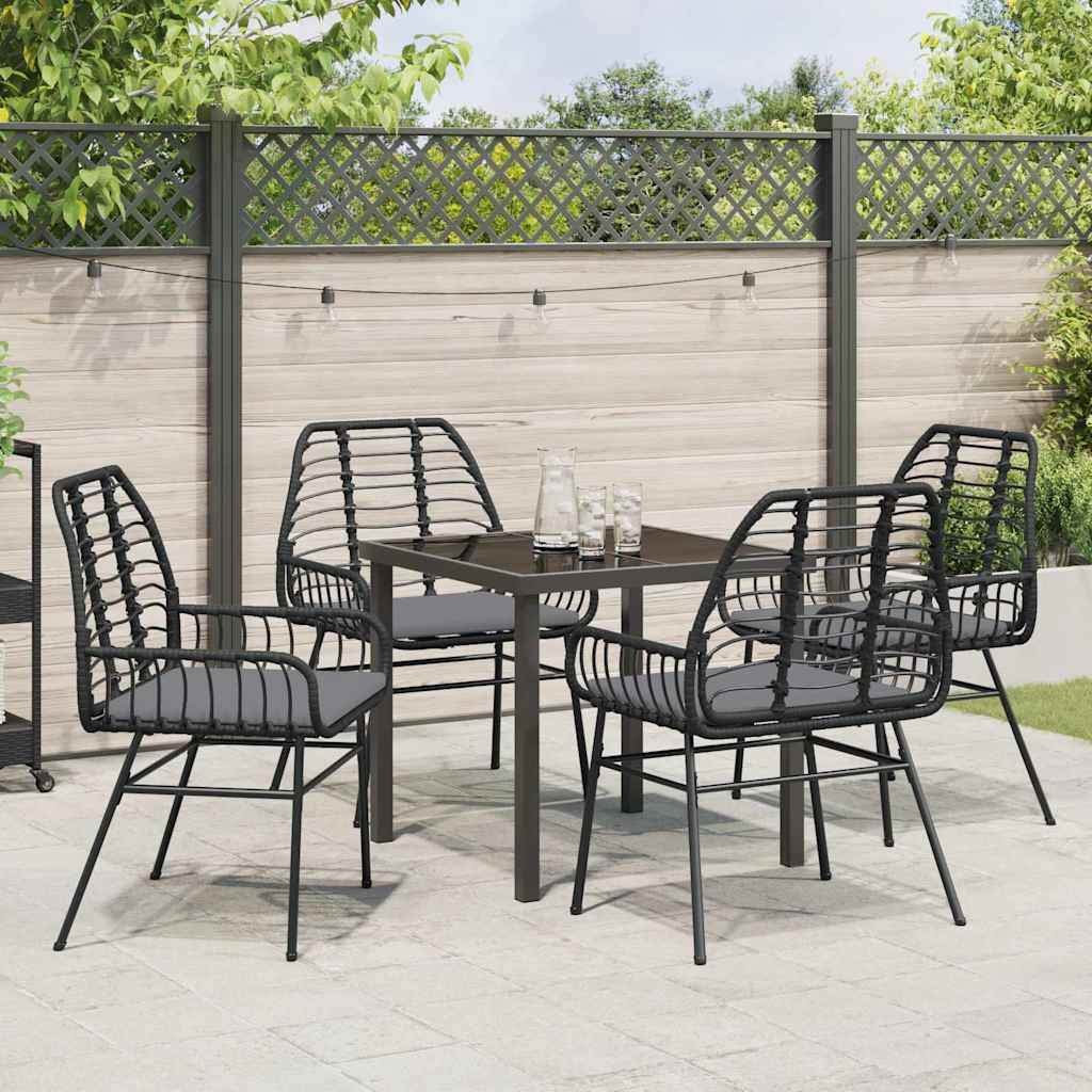 vidaXL Zestaw do jadalni w ogrodzie 5 pcs Czarny polirattan