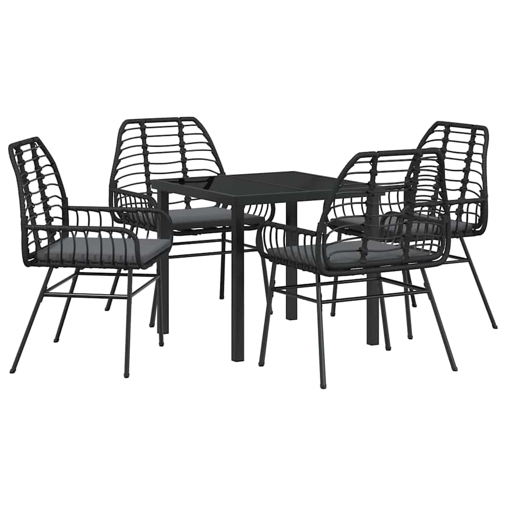 vidaXL Zestaw do jadalni w ogrodzie 5 pcs Czarny polirattan