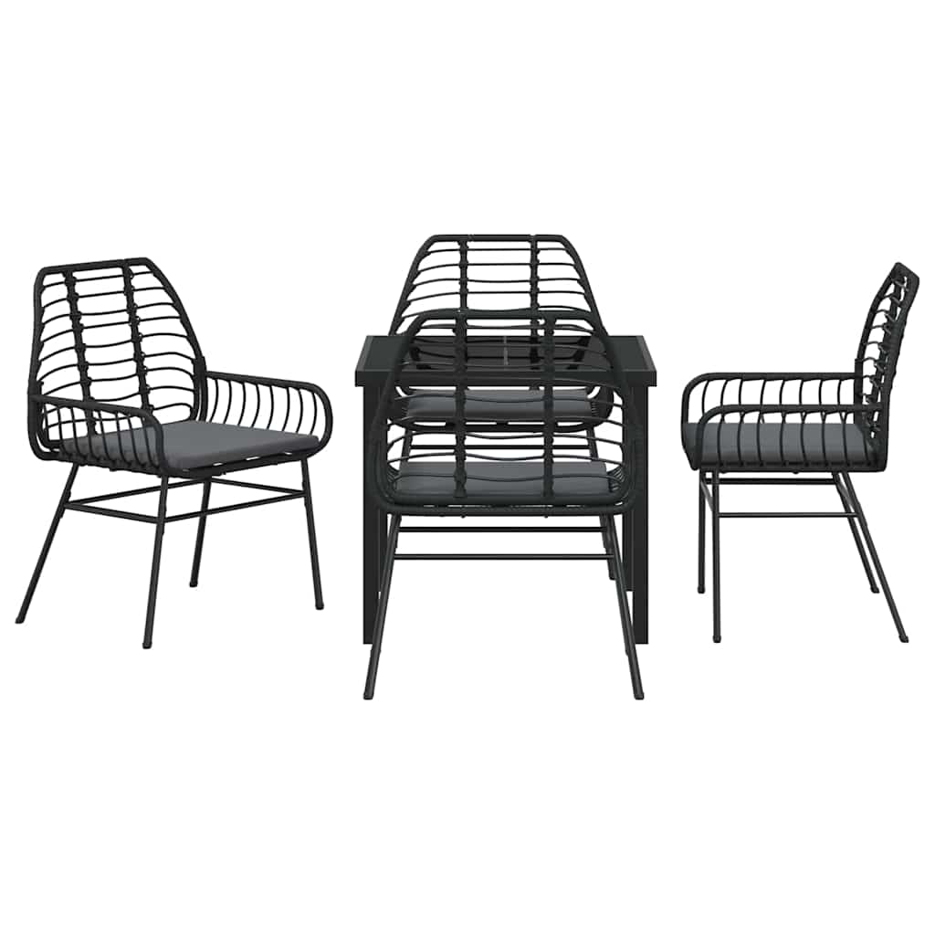 vidaXL Zestaw do jadalni w ogrodzie 5 pcs Czarny polirattan