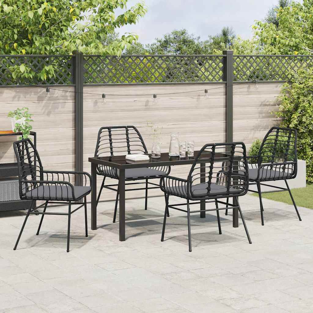 vidaXL Zestaw do jadalni w ogrodzie 5 pcs Czarny polirattan