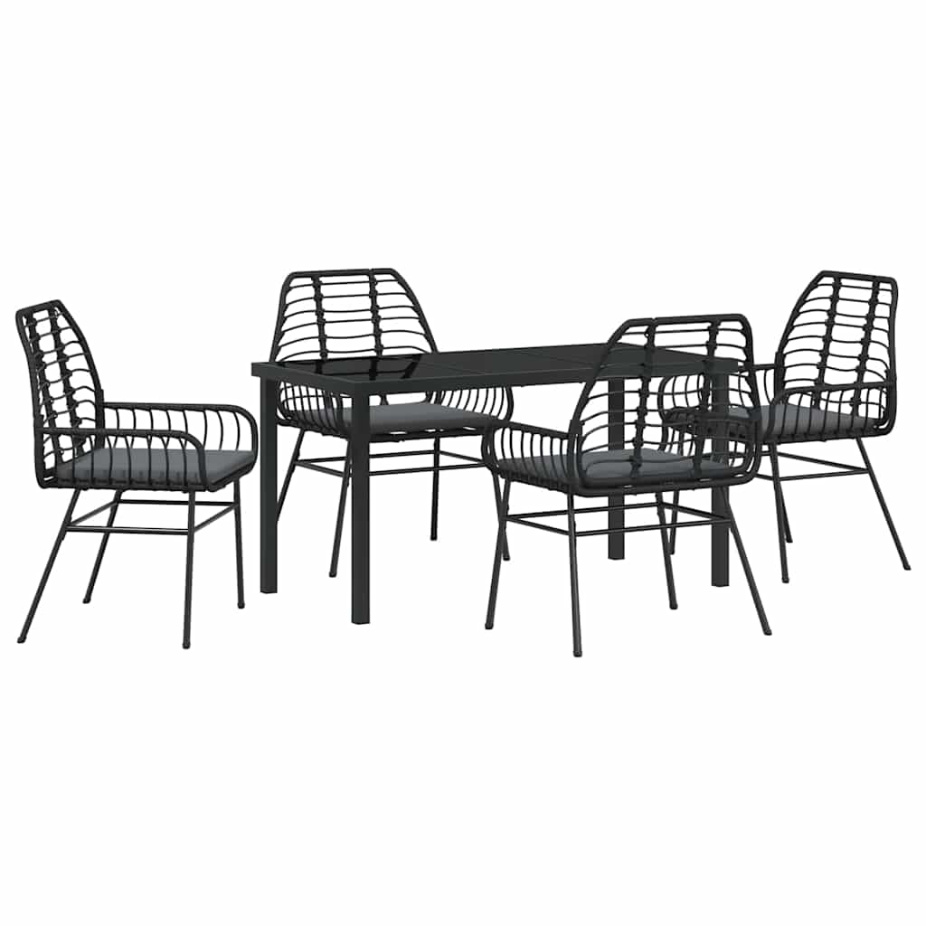 vidaXL Zestaw do jadalni w ogrodzie 5 pcs Czarny polirattan