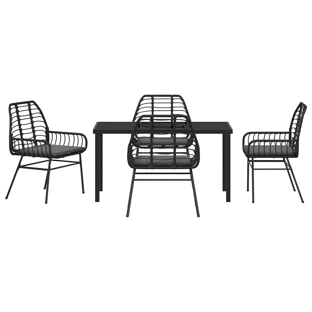 vidaXL Zestaw do jadalni w ogrodzie 5 pcs Czarny polirattan