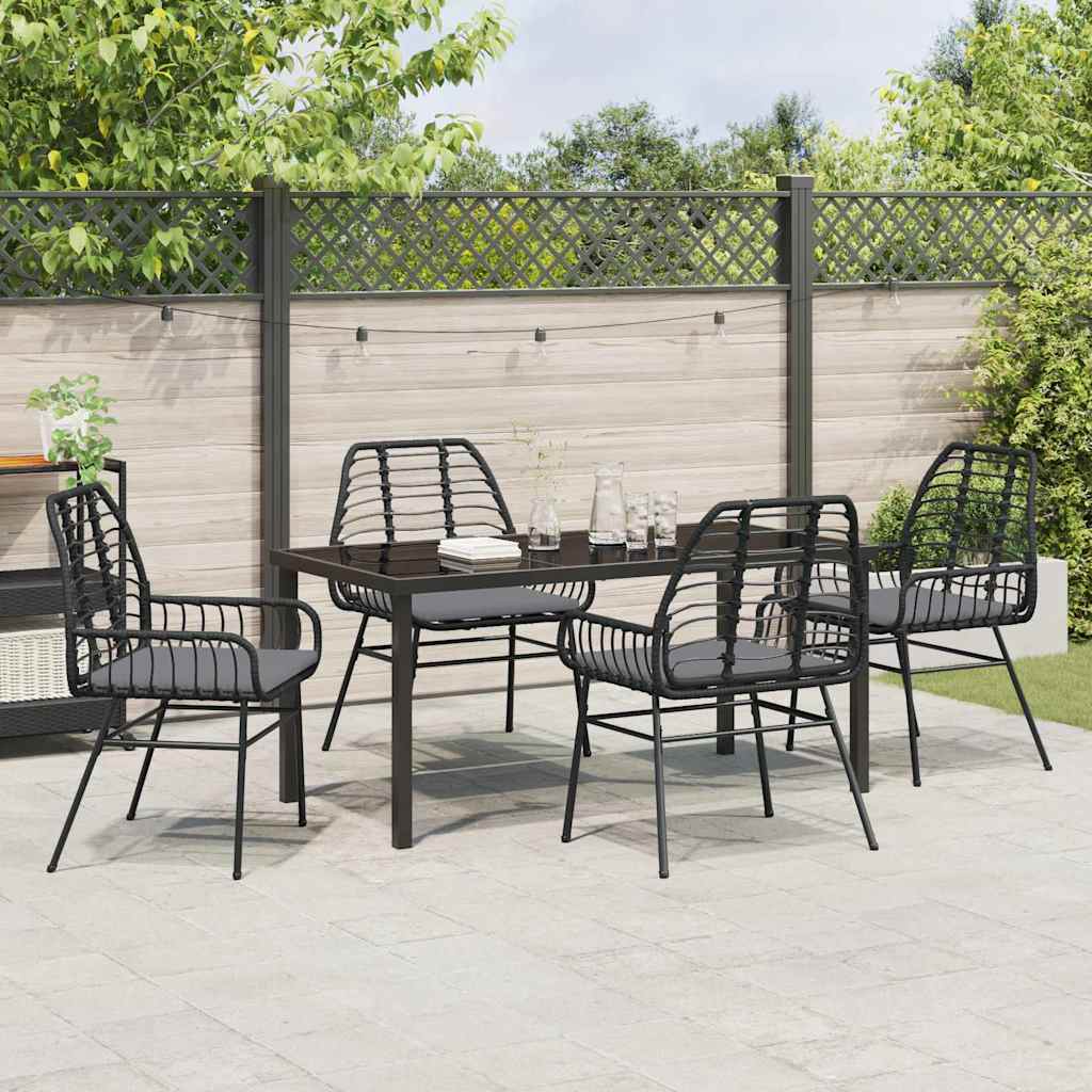 vidaXL Zestaw do jadalni w ogrodzie 5 pcs Czarny polirattan