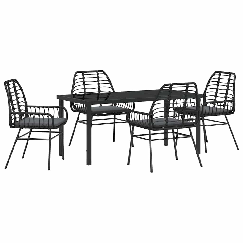 vidaXL Zestaw do jadalni w ogrodzie 5 pcs Czarny polirattan