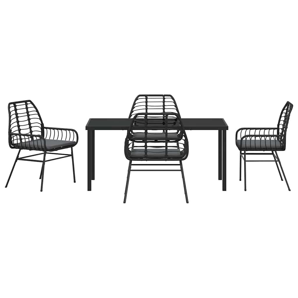 vidaXL Zestaw do jadalni w ogrodzie 5 pcs Czarny polirattan