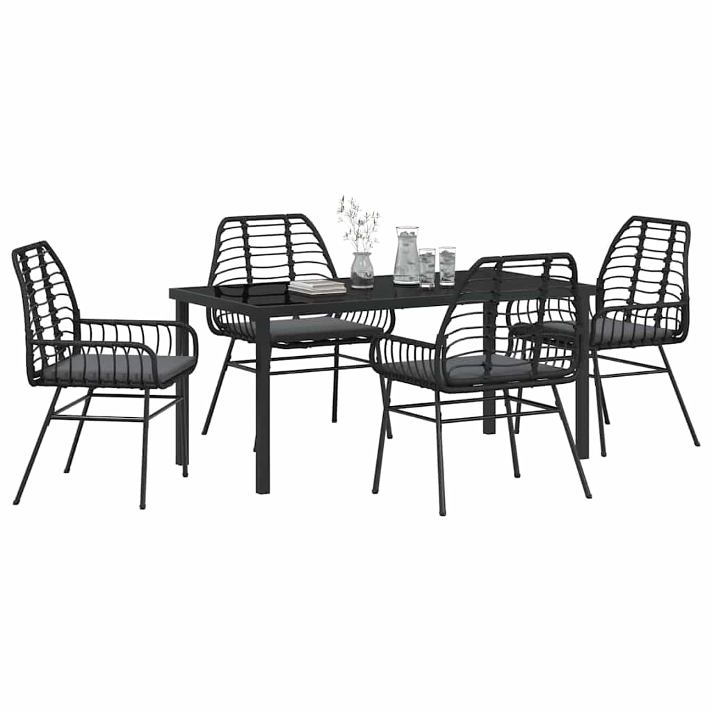 vidaXL Zestaw do jadalni w ogrodzie 5 pcs Czarny polirattan