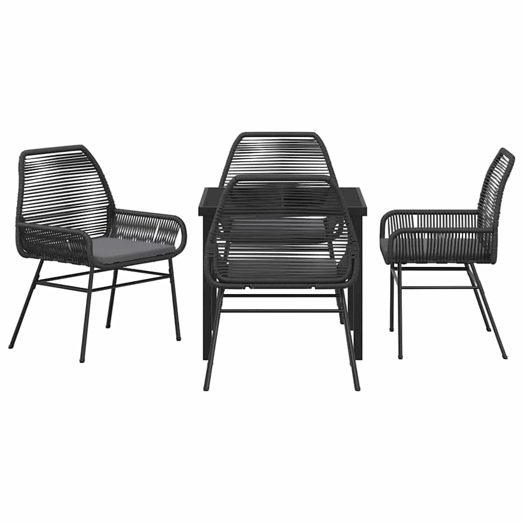 vidaXL Zestaw do jadalni w ogrodzie z poduszką 5 pcs Czarny polirattan