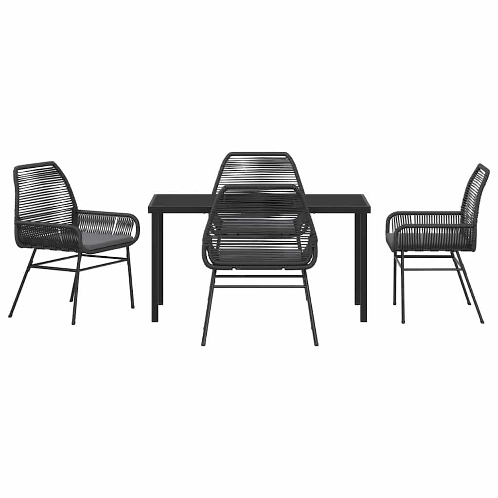 vidaXL Zestaw do jadalni w ogrodzie z poduszką 5 pcs Czarny polirattan