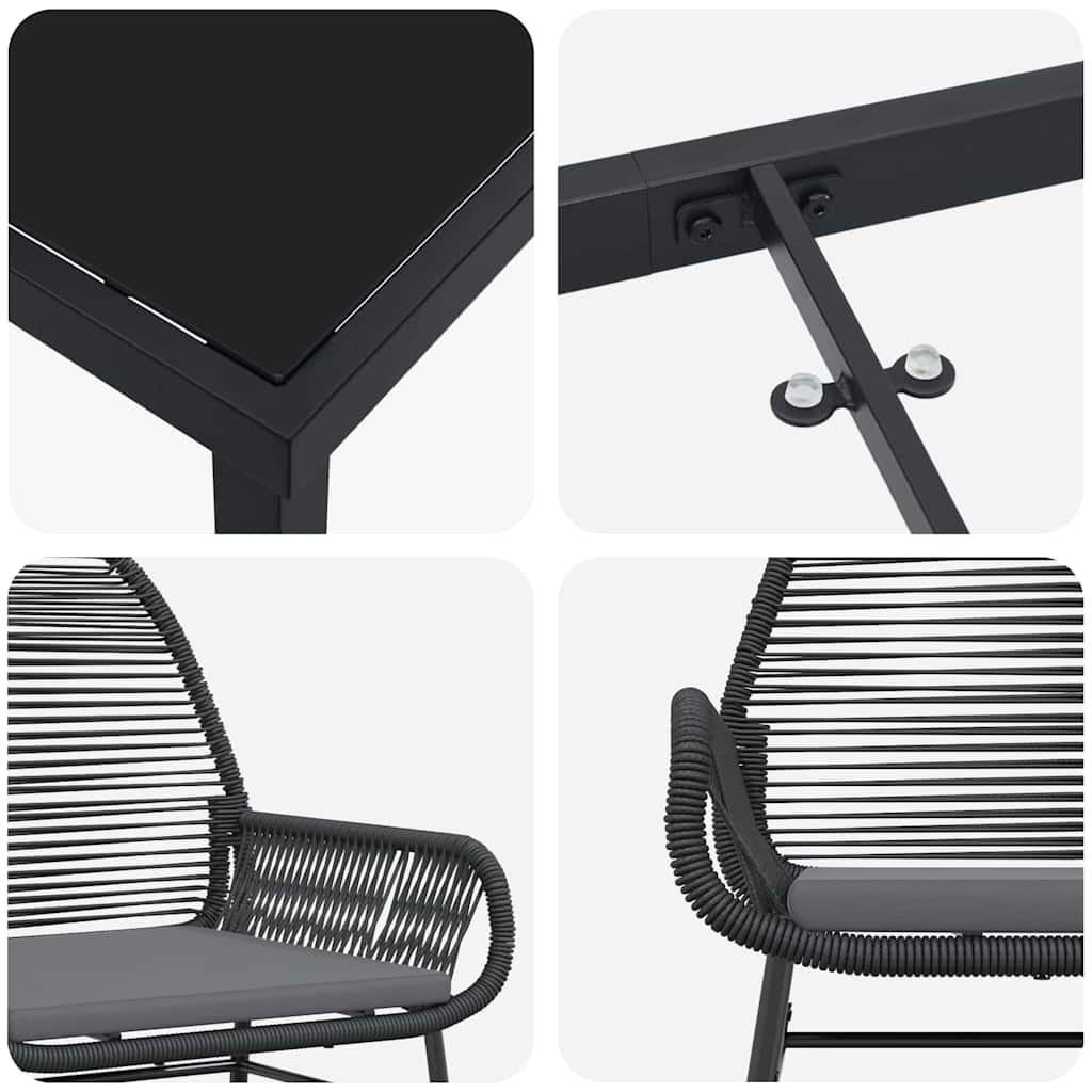 vidaXL Zestaw do jadalni w ogrodzie z poduszką 5 pcs Czarny polirattan