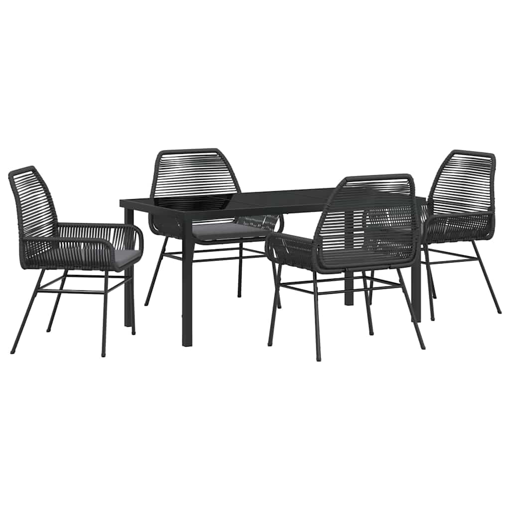 vidaXL Zestaw do jadalni w ogrodzie z poduszką 5 pcs Czarny polirattan